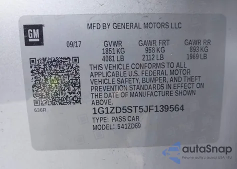 2018 Chevrolet Malibu Lt from USA, damaged, VIN 1G1ZD5ST5JF139564